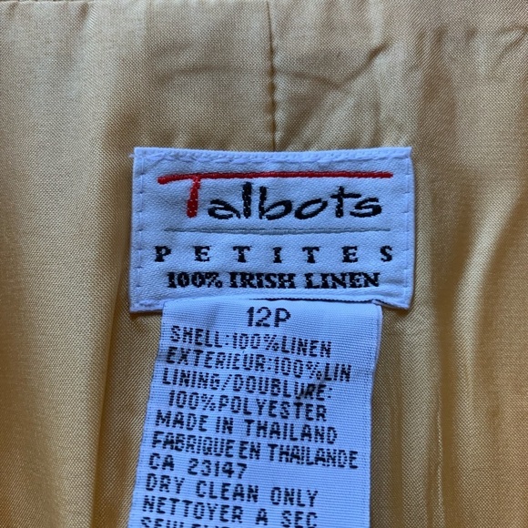 Talbots Yellow Linen‎ Padded Shoulder Blazer - Picture 14 of 14
